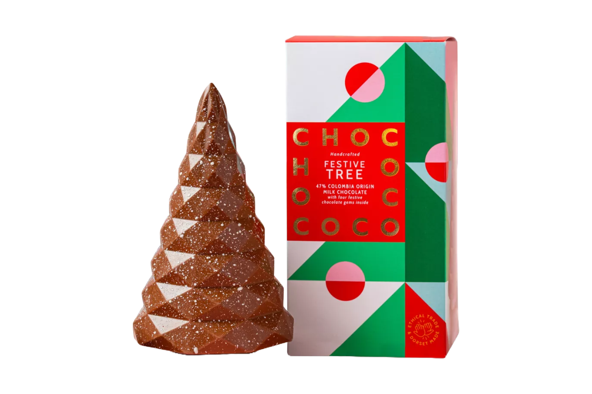 Chococo 47% Colombia Milk Chocolate Christmas Tree with Gems 200g