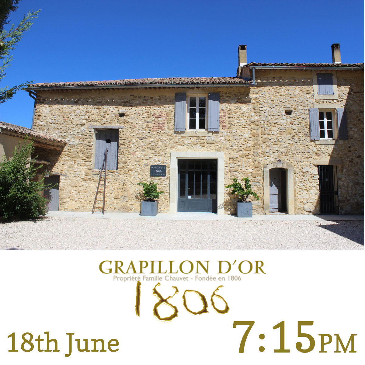 7:15-8:00pm: Meet the Winemaker: Grapillon d'Or