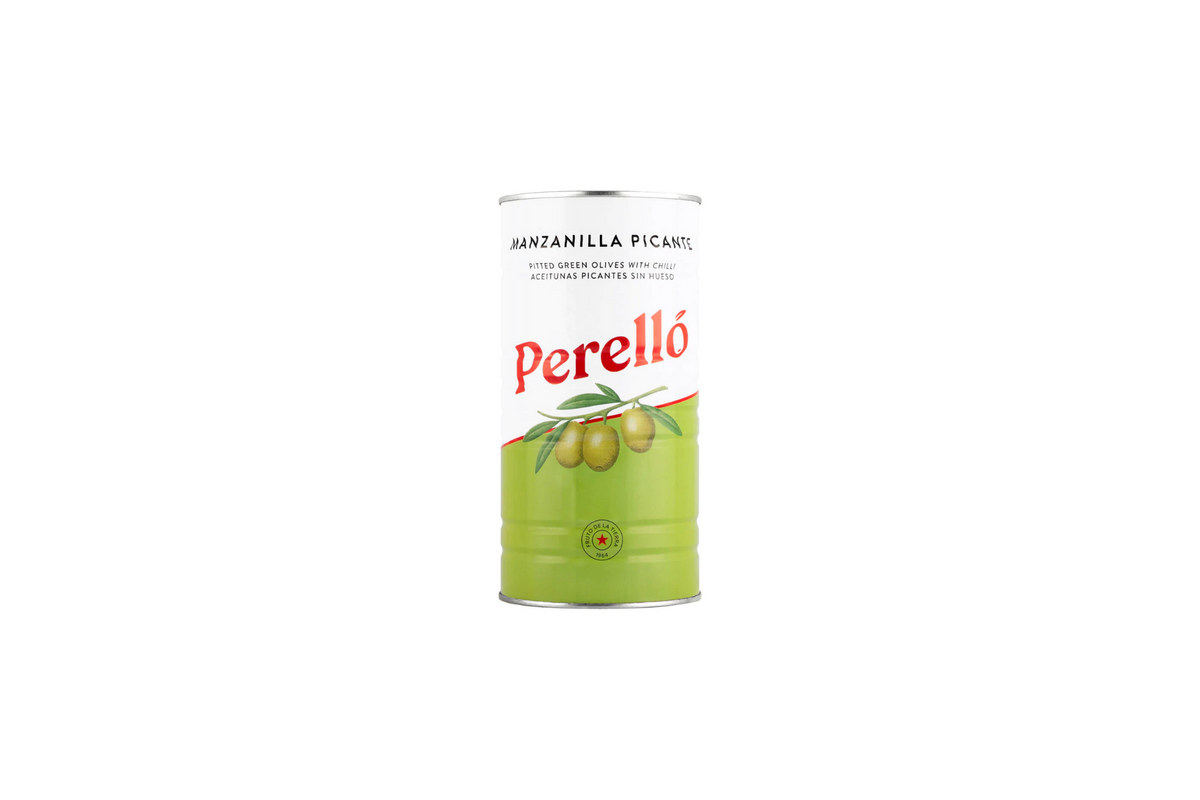 Perello Manzanilla Spicy Pitted Olives Tin 150g