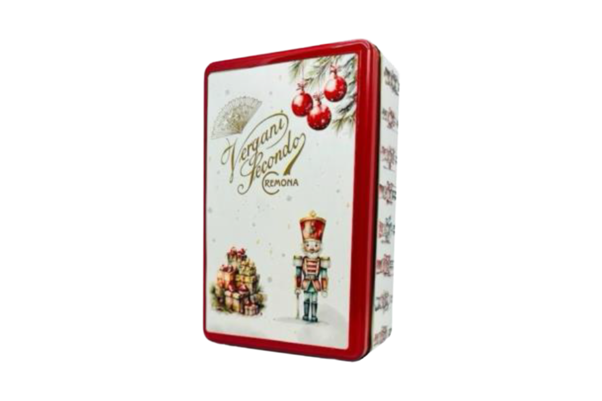 Vergani Milk Chocolate and Hazelnut Cream Chocolates Nutcracker Tin 140g